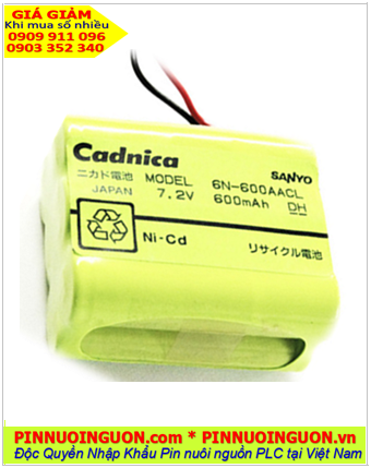 SANYO 6N-600AACL, Pin nuôi nguồn SANYO 6N-600AACL Ni-Cad Battery (7.2v-AA600mAh) chính hãng, Bảo hành 01 năm